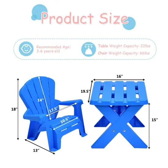 3-Piece Plastic Children Play Table Chair Set Perfect for Indoor-Outdoor Use {4}