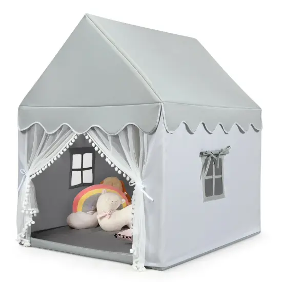 Kids Large Play Castle Fairy Tent with Mat Grey {6}