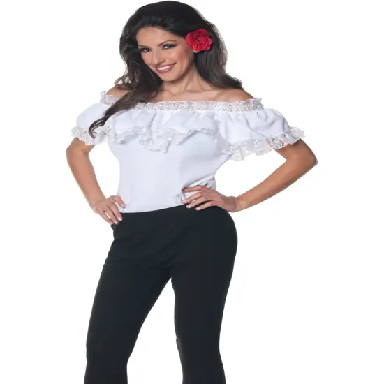 Women's Spanish Senorita Lace Trim Costume Blouse {1}