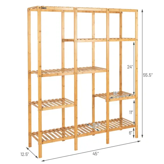 Multifunctional Bamboo Shelf Storage Organizer Rack {4}
