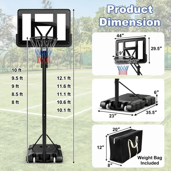 Portable Basketball Hoop with 8 to 10 Feet 5-Level Height Adjustable {5}