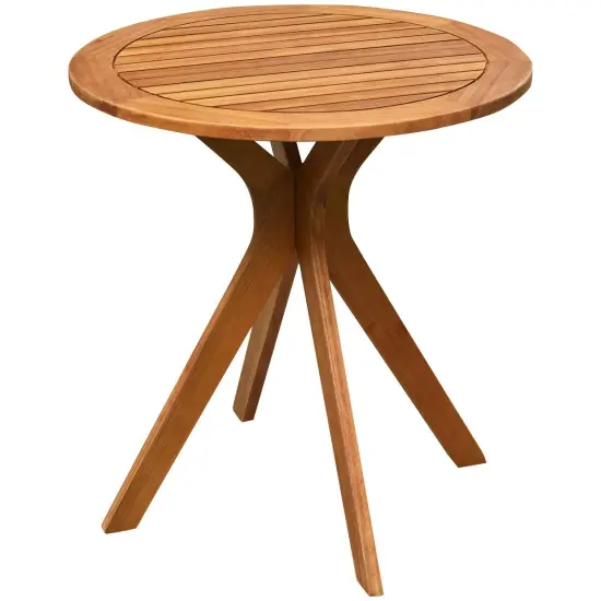27 InchOutdoor Round Solid Wood Coffee Side Bistro Table {2}
