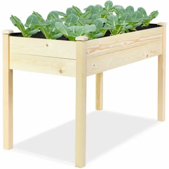 Wooden Raised Vegetable Garden Elevated Grow Vegetable Planter {2}