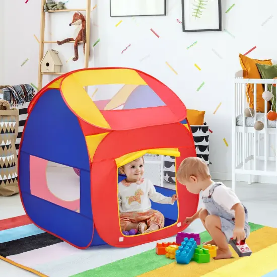 Multi-Color Ball Pit Tent for Kids Foldable Indoor-Outdoor Playhouse with 100 Balls {2}