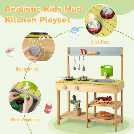 Backyard Pretend Play Toy Kitchen with Stove Top {6}