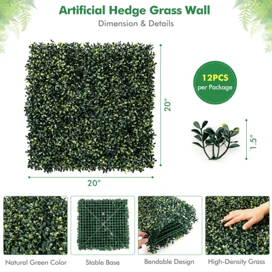 12 Pieces Artificial Peanut Leaf Hedges Panels {4}