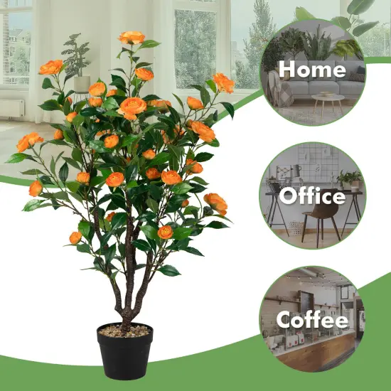 3.3 Feet Artificial Camellia Tree for Indoor and Outdoor {6}