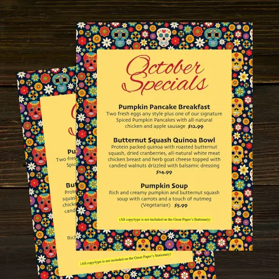 Great Papers! Marigold & Sugar Skulls Letterhead, for Invitations, Announcements and Personal Messages, Printer Friendly 8.5" x 11", 50 Pack (2023037) {3}