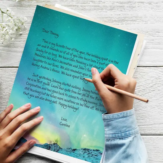 Great Papers! Northern Sky Lights Holiday Letterhead, Invitations and Announcements, Printer Friendly, 8.5"x11", 50 Pack {4}