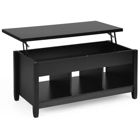 Lift Top Coffee Table with Storage Lower Shelf Black {2}