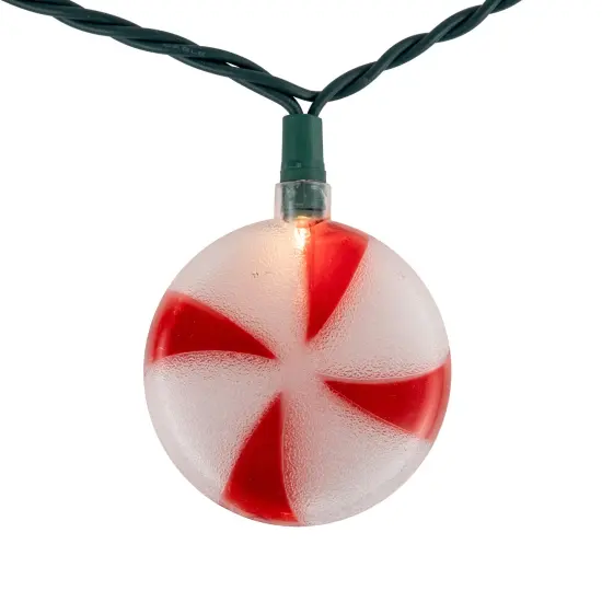 Northlight Peppermint Candies Christmas Lights - 6ft Green Wire - 10ct Red {6}