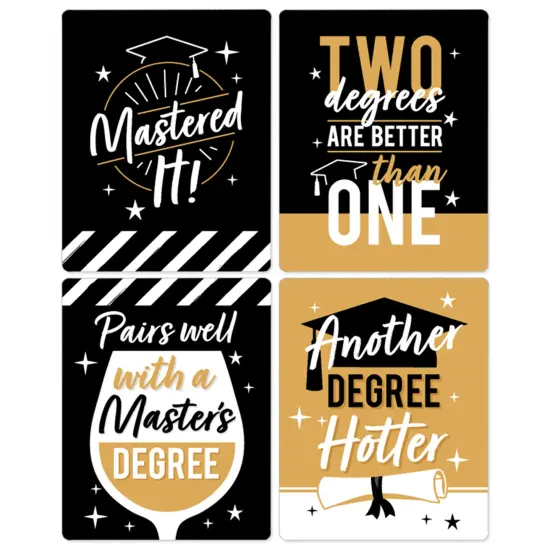 Big Dot of Happiness Mastered It - Master's Degree Graduation Party Decorations for Women and Men - Wine Bottle Label Stickers - Set of 4 {7}