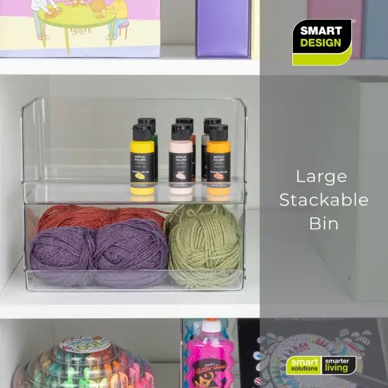 Smart Design Set of 2 Stackable Household Bin - 7 x 12.5 Inch - Clear {6}