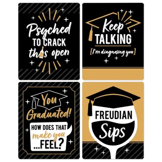 Big Dot of Happiness Psychology Grad - Psychologist Graduation Party Decorations for Women and Men - Wine Bottle Label Stickers - Set of 4 {7}