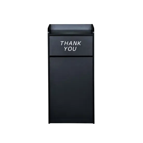 Emma and Oliver Wood Tray Top "Thank You" Restaurant Food Court Receptacle Black {3}