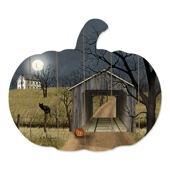 Sleepy Hollow Bridge - By Artisan Billy Jacobs Printed on Wooden Pumpkin Wall Art {2}