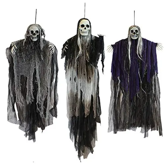 JOYIN 3 Pack Hanging Halloween Skeleton Ghosts Decorations, Grim Reapers for Best Halloween Outdoor Decorations {1}