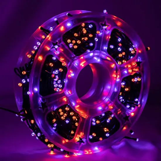 164FT 500 LED Halloween Lights, 8 Modes Waterproof Plug in String Lights for Halloween Indoor Outdoor Yard Party Wedding Garden Home Decorations (Purple & Orange) {1}