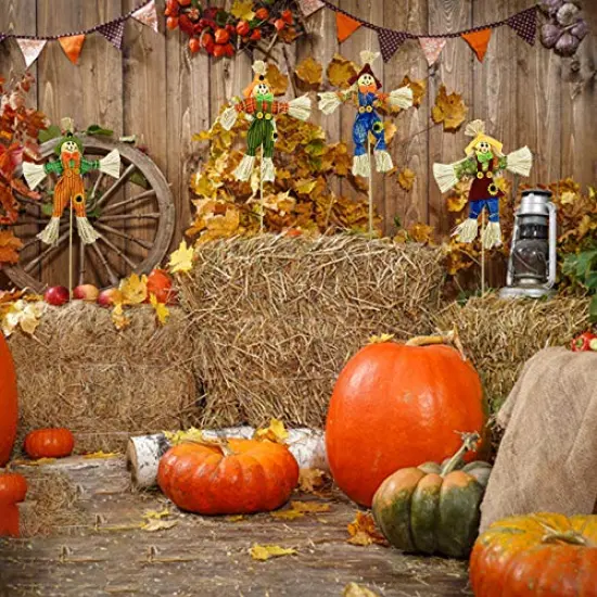 EBaokuup 10 PCS Halloween Scarecrow Decoration - 11.8 Inch Fall Harvest Scarecrow Thanksgiving Scarecrow Fall Harvest Standing Scarecrow Decor for Autumn, Halloween, Garden, Yard Decoration {2}