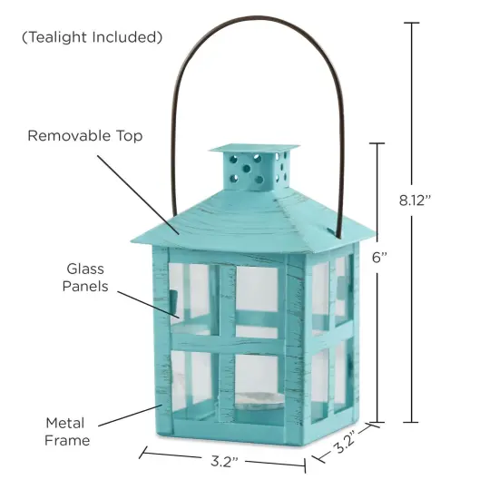 Vintage Blue Distressed Lantern - Medium (Set of 2) {4}