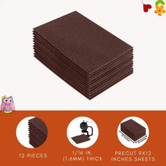 FabricLA Acrylic Felt Sheets for Crafts - Precut 9" X 12" Inches (20 cm X 30 cm) Felt Squares - Use Felt Fabric Craft Sheets for DIY, Costume, and Decoration | Light Brown - 12 Pieces {3}