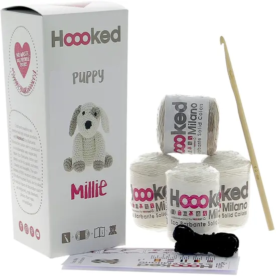 Hoooked Amigurumi DIY Kit W/Eco Barbante Yarn-Puppy Millie {2}