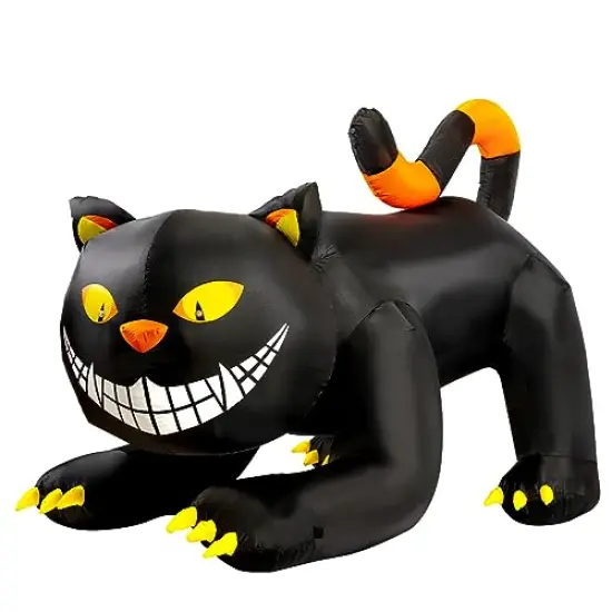 GOOSH 6 FT Halloween Inflatables Outdoor Black Cat with Shakable Head, Blow Up Yard Decoration with LED Lights Built-in for Holiday/Party/Yard/Garden {1}