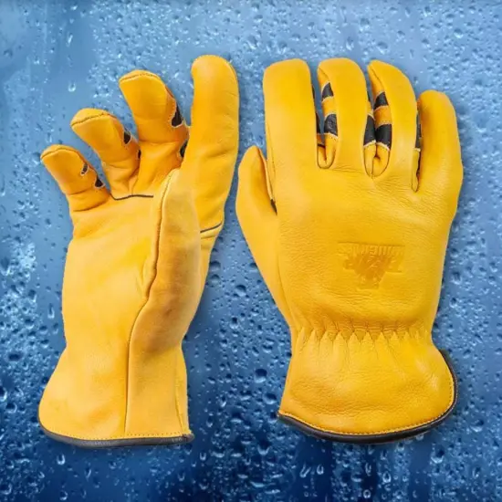 Bear Knuckles Water Resistant Cowhide Leather Driver Work Gloves D357 {3}