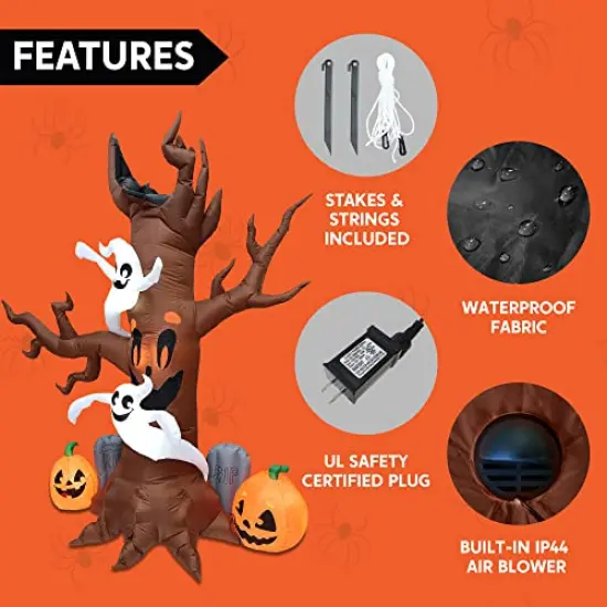 Joiedomi 8 FT Halloween Inflatable Scary Tree with Ghost, Pumpkin and Tombstone, Blow Up Inflatables with Build-in LEDs for Halloween Party Indoor, Outdoor, Yard, Garden, Lawn Decorations {4}