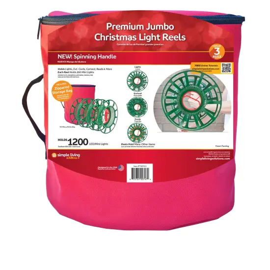 Simple Living Jumbo Christmas Light Reels with Storage Bag - 12.5" - Set of 3 Reels Red {1}