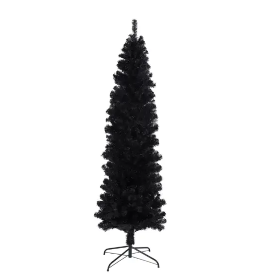 7.5 Ft Halloween Black Artificial Halloween and Christmas Tree with Metal Stand {2}