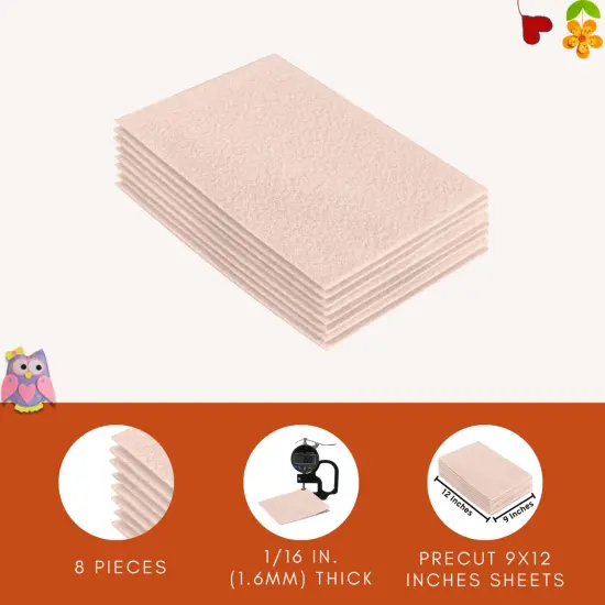 FabricLA Acrylic Felt Sheets for Crafts - Precut 9" X 12" Inches (20 cm X 30 cm) Felt Squares - Use Felt Fabric Craft Sheets for DIY, Costume, and Decoration | Sand - 8 Pieces {6}