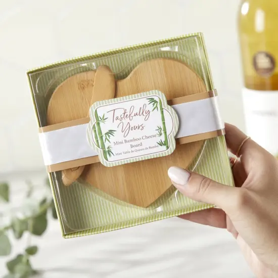 "Tastefully Yours" Heart Shaped Bamboo Cheese Board {2}