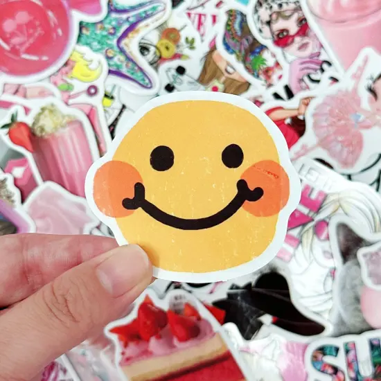 Wrapables Waterproof Vinyl Stickers for Water Bottles, Laptop, Phones, Skateboards, Decals for Teens, 100pcs Pink Party {4}