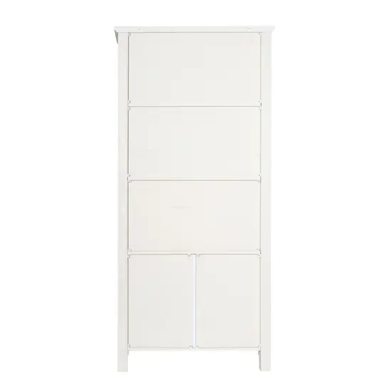 Merrick Lane Omaha Modern Farmhouse Storage Cabinet Bookcase, Glass Doors and Open Shelves Gray Wash {9}