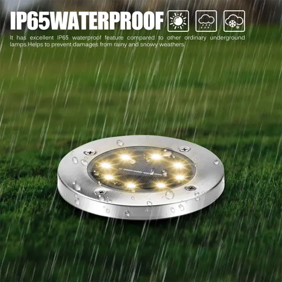 8PCS LED Solar Pathway Disk Light Multicolor {9}