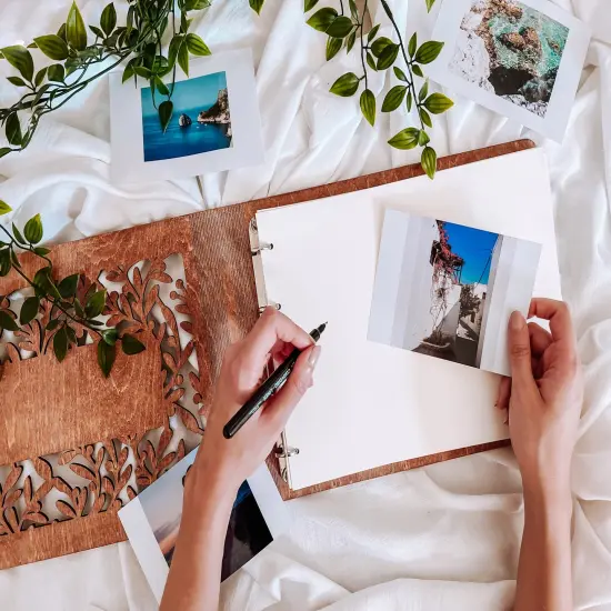 Wooden Memory Photo Album, Christmas Gift, Custom Photo Book, Scrapbook Album, Wedding Photo Book {2}