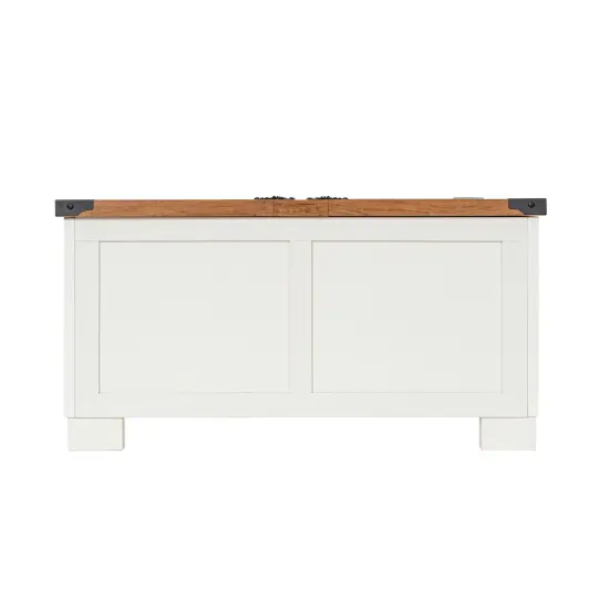 Merrick Lane Green River Farmhouse Storage Coffee Table White/Rustic Oak {3}