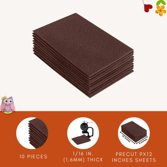 FabricLA Acrylic Felt Sheets for Crafts - Precut 9" X 12" Inches (20 cm X 30 cm) Felt Squares - Use Felt Fabric Craft Sheets for DIY, Costume, and Decoration | Light Brown - 10 Pieces {4}