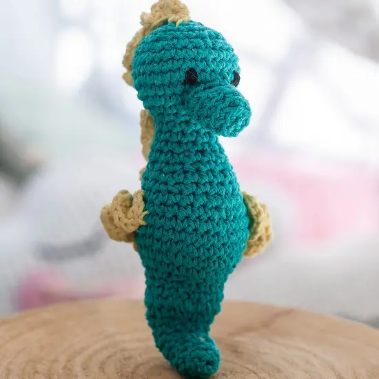 Hoooked Amigurumi DIY Kit W/Eco Barbante Yarn-Seahorse Bubbles - Lagoon {4}