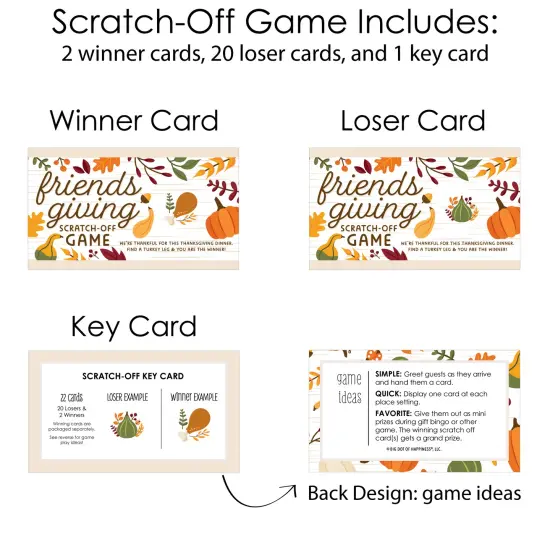 Big Dot of Happiness Fall Friends Thanksgiving - Friendsgiving Party Game Scratch Off Cards - 22 Count {7}