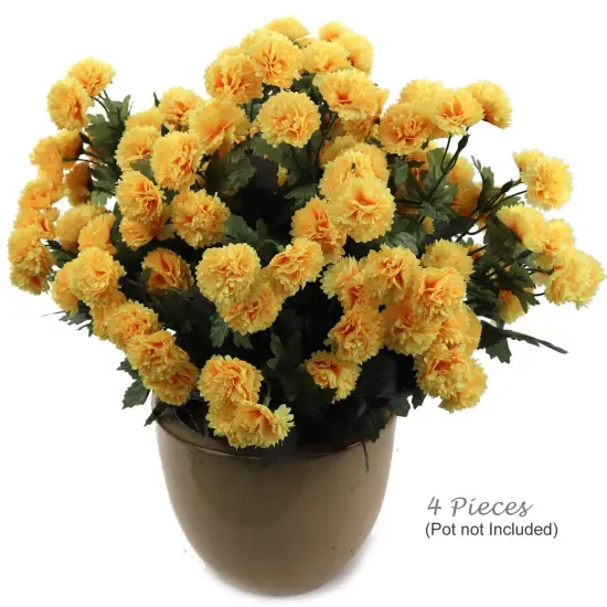 Yellow 18" Mum Bush with 11 Flowers - Sunlit Realistic Faux Mums for DIY Wedding Bouquets, Radiant Centerpieces, and Vibrant Home Decor {3}
