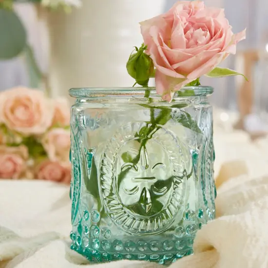 Vintage Blue Glass Tea Light Holder (Set of 8) {2}