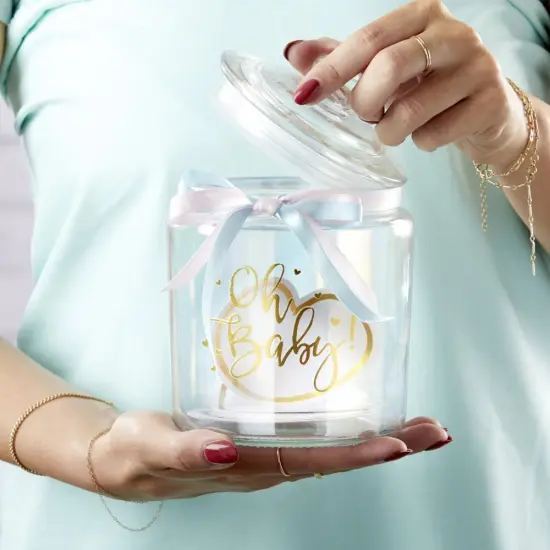 Iridescent Baby Shower Wish Jar with Heart Shaped Cards {5}