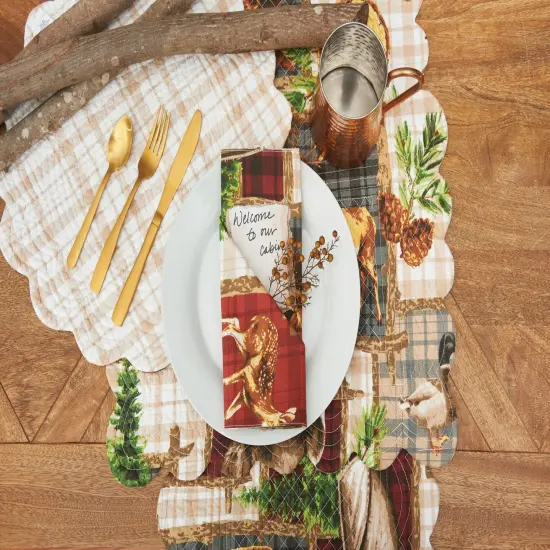 Bryson Retreat Round Woven Reversible Rustic Lodge Placemats, Set of 6, 17" {4}
