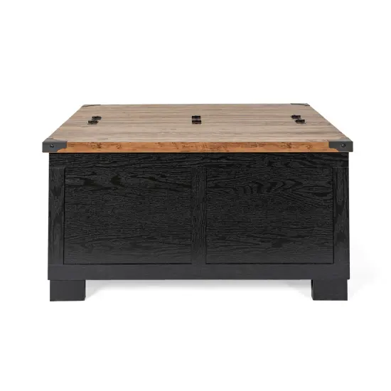 Merrick Lane Green River Farmhouse Storage Coffee Table Black/Rustic Oak {4}