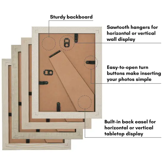 Americanflat Photo Frame Set with Mat - Set of 4 - Farmhouse Decor Picture Frames - Shatter Resistant Glass - Hanging Hardware - Includes Easel {11}