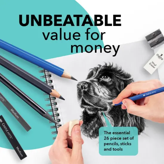 26 Pieces Premium Drawing and Sketching Set | For Artists, Professionals or Beginners | Pencils, Charcoal, Graphite and More | Arranged in Carry-Anywhere Clamshell Case {5}