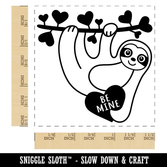 Valentine's Day Sloth Love Anniversary Self-Inking Rubber Stamp Ink Stamper Red {1}