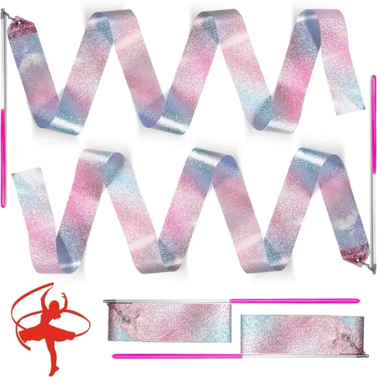 2 Pcs Sparkling Dance Ribbons Streamers {1}
